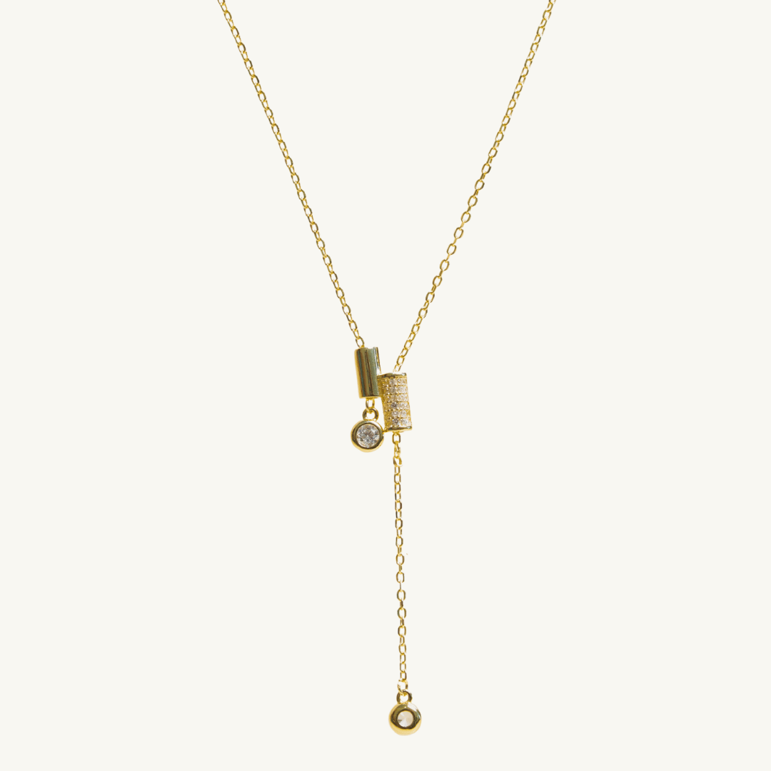 Double Cylindrical Drop Necklace