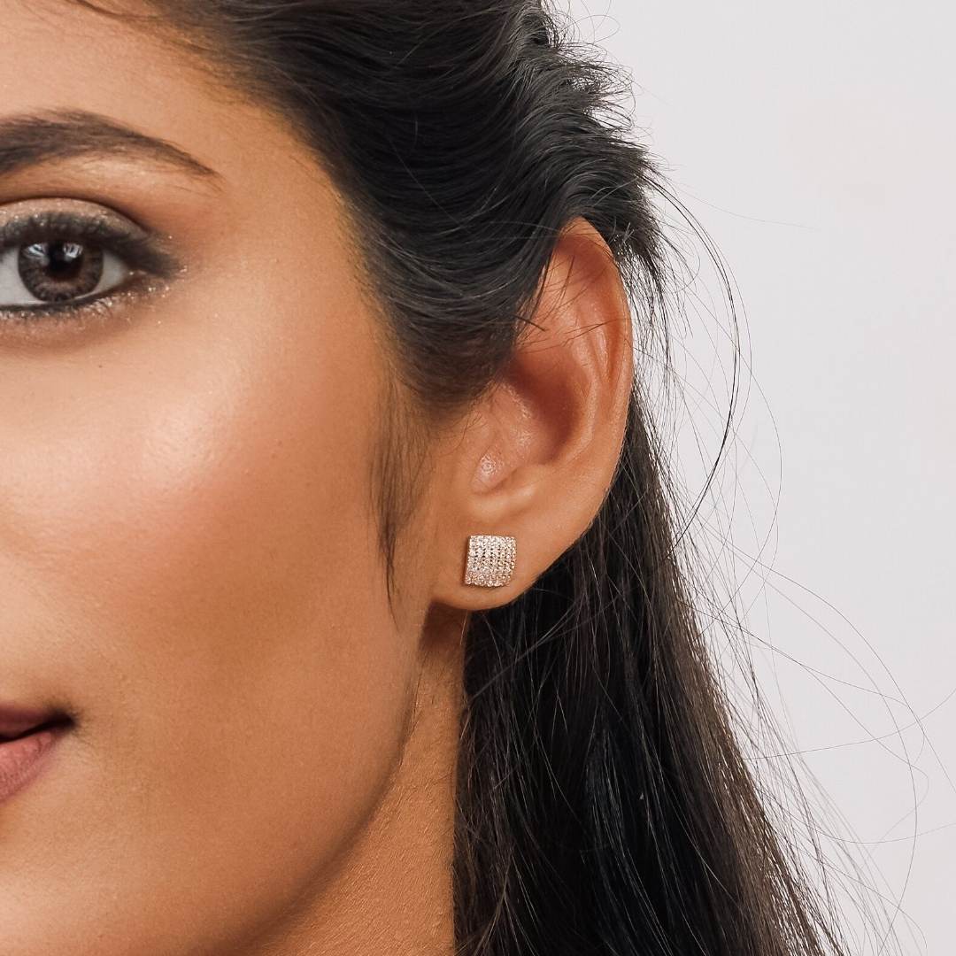 Square Stone Stud Earring