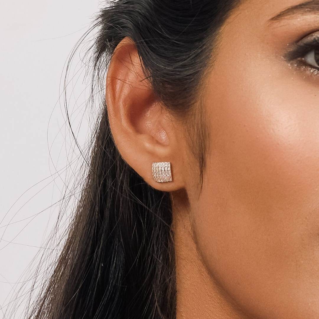 Square Stone Stud Earring