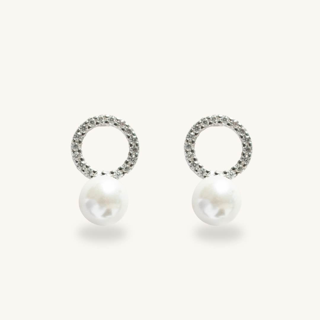 Stone Pearl Stud Earring