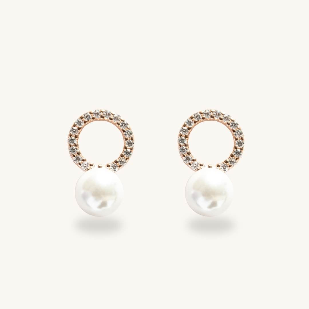 Stone Pearl Stud Earring