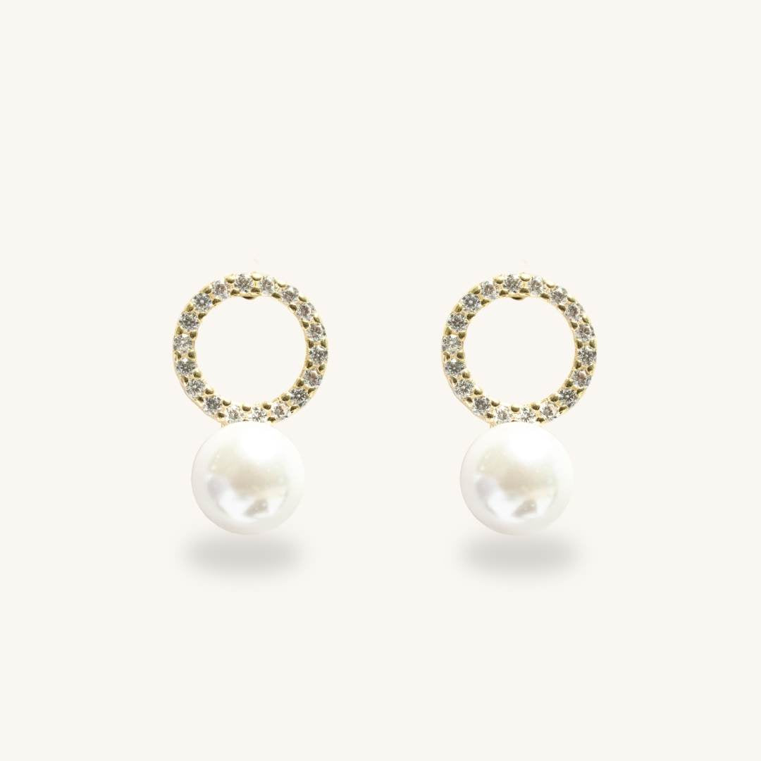 Stone Pearl Stud Earring